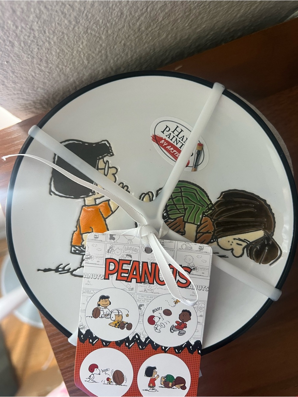 NEW Peanuts Ceramic Appetizer Plates Football Design - Set of 4